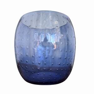 Blue Ballicante Bubble Glass Vase 6.5”